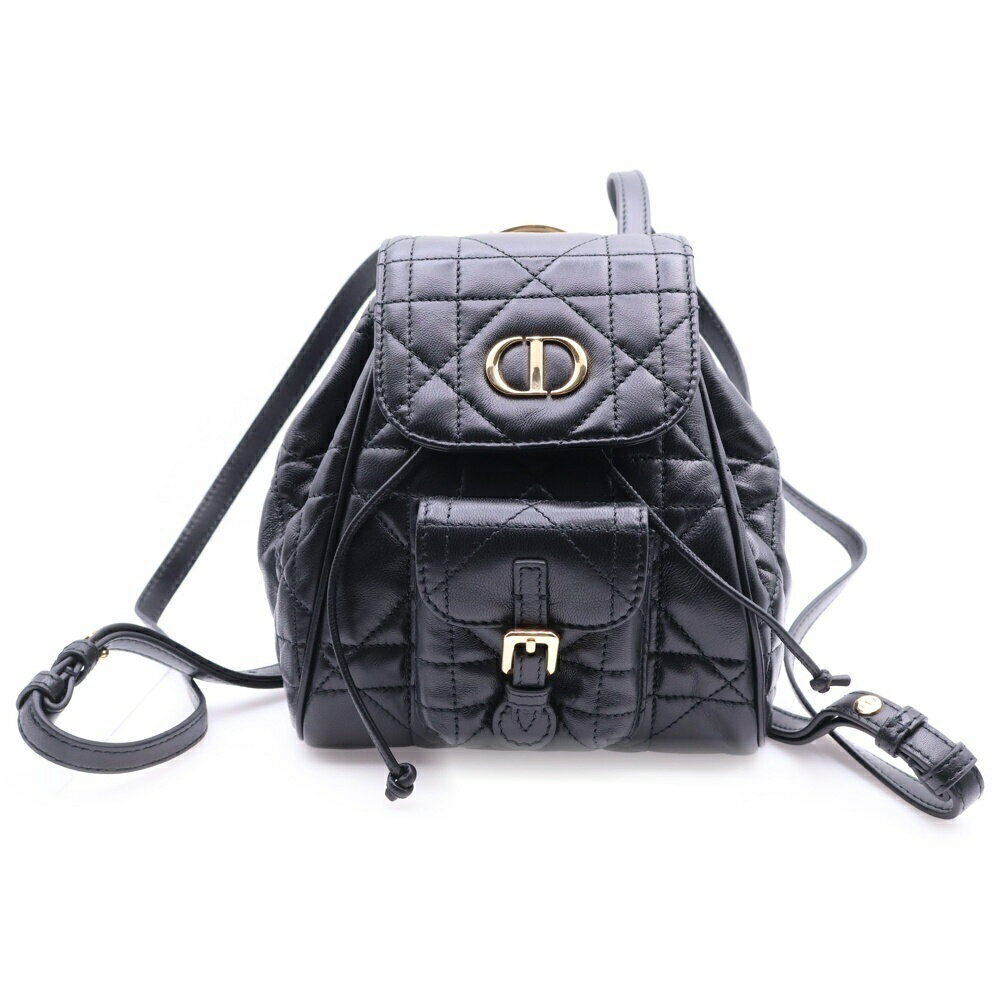 Christian Dior Caro Backpack Cannage Black Lambskin
